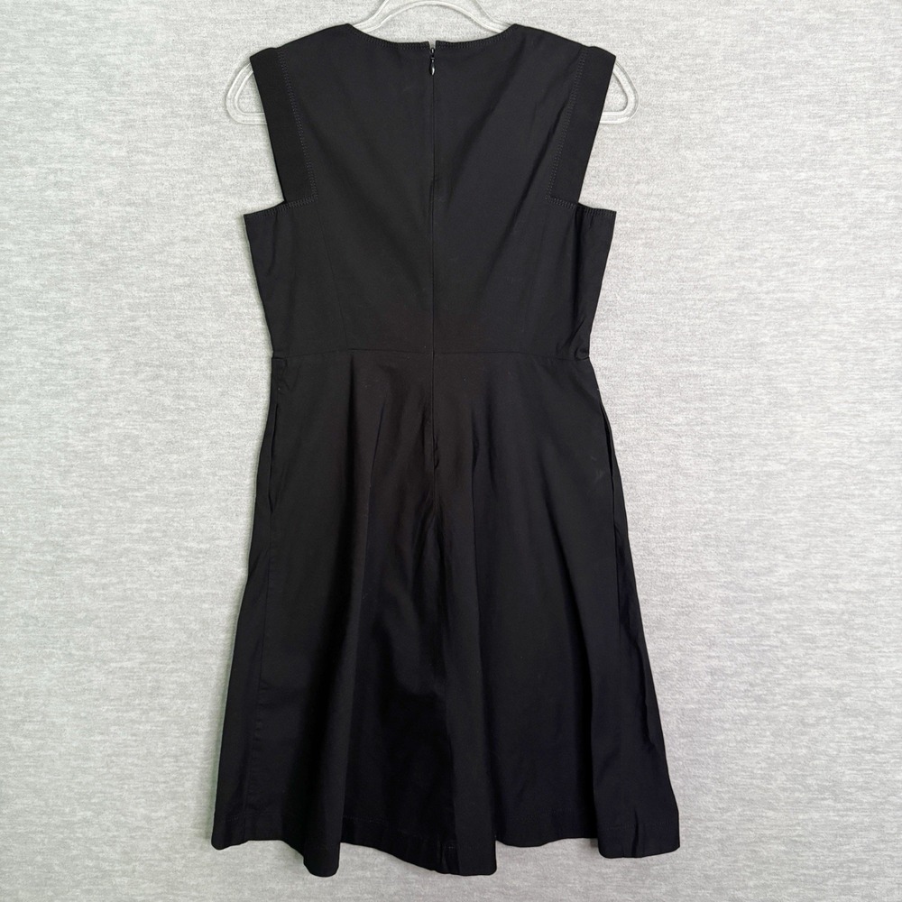 LaFayette Size 2 Black Sleeveless Dress A-Line Fit & Flare Split Neck Career LBD - Picture 6 of 6